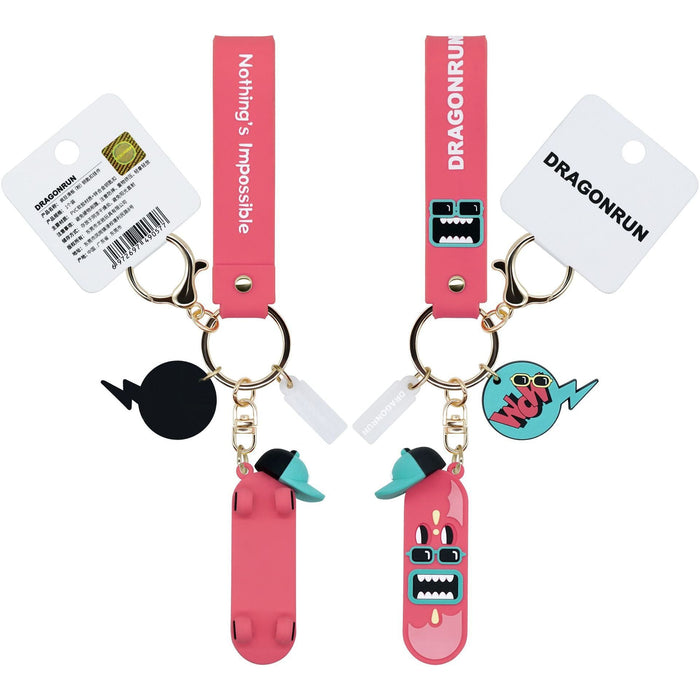 Wholesale PVC Skateboard Card Keychain JDC-KC-SH006 Keychains 随和 pink Wholesale Jewelry JoyasDeChina Joyas De China
