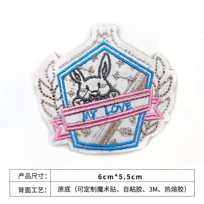 Wholesale rabbit cat badge felt cloth embroidery JDC-ER-XF006 Embroidery JoyasDeChina bunny 1 Wholesale Jewelry JoyasDeChina Joyas De China