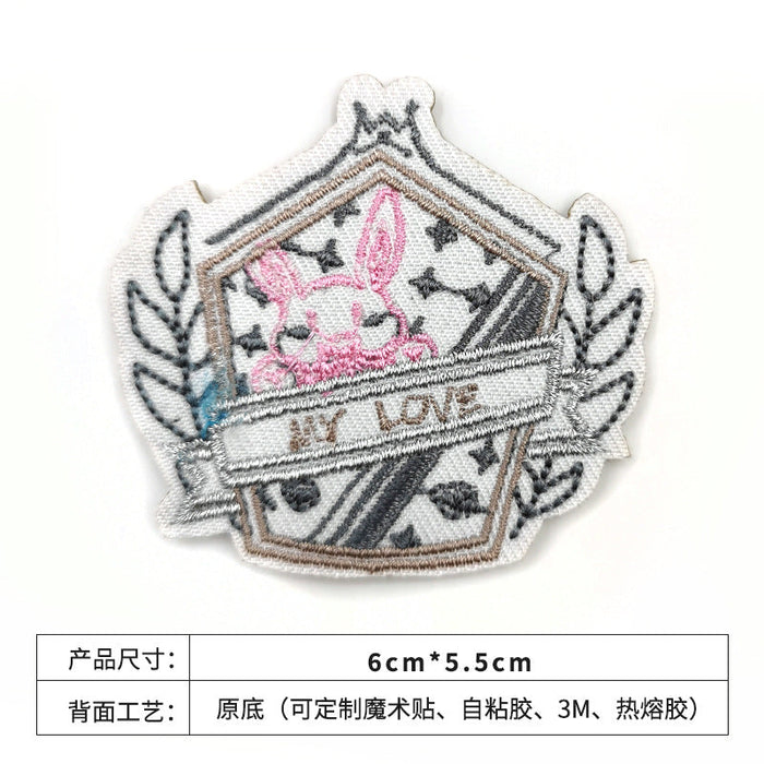 Wholesale rabbit cat badge felt cloth embroidery JDC-ER-XF006 Embroidery JoyasDeChina bunny 2 Wholesale Jewelry JoyasDeChina Joyas De China