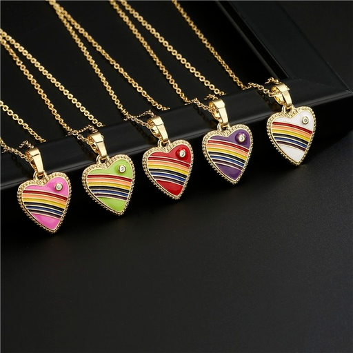 Wholesale rainbow color electroplated copper heart-shaped necklaces JDC-NE-AG123 necklaces JoyasDeChina Wholesale Jewelry JoyasDeChina Joyas De China