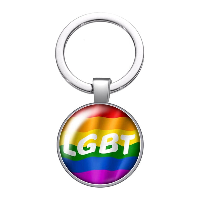 Wholesale Rainbow Flag Gemstone LGBT Keychain JDC-KC-CMX001 Keychains 晨墨兮 ZB1038-01 Wholesale Jewelry JoyasDeChina Joyas De China