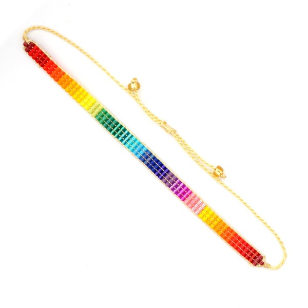 Bulk Jewelry Wholesale Rainbow Miyuki Rice Beads Handmade Geometric Bracelet JDC-gbh315 Wholesale factory from China YIWU China