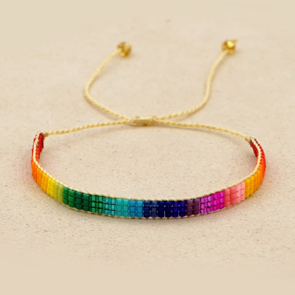 Bulk Jewelry Wholesale Rainbow Miyuki Rice Beads Handmade Geometric Bracelet JDC-gbh315 Wholesale factory from China YIWU China