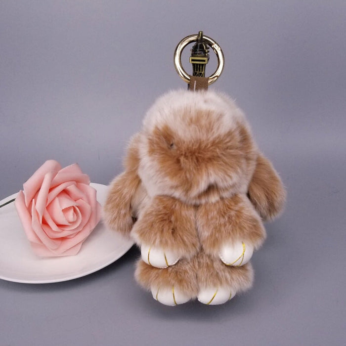 Wholesale real Rex rabbit hair rabbit Keychain MOQ ≥ 10 JDC-KC-YZ008 Keychains 永泽 4 minimum 10 pieces for wholesale Wholesale Jewelry JoyasDeChina Joyas De China