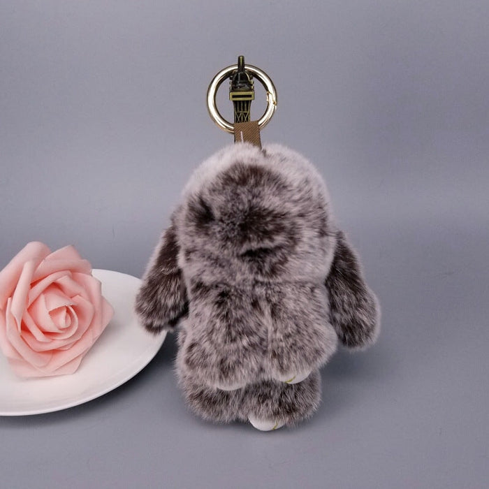 Wholesale real Rex rabbit hair rabbit Keychain MOQ ≥ 10 JDC-KC-YZ008 Keychains 永泽 5 minimum 10 pieces for wholesale Wholesale Jewelry JoyasDeChina Joyas De China