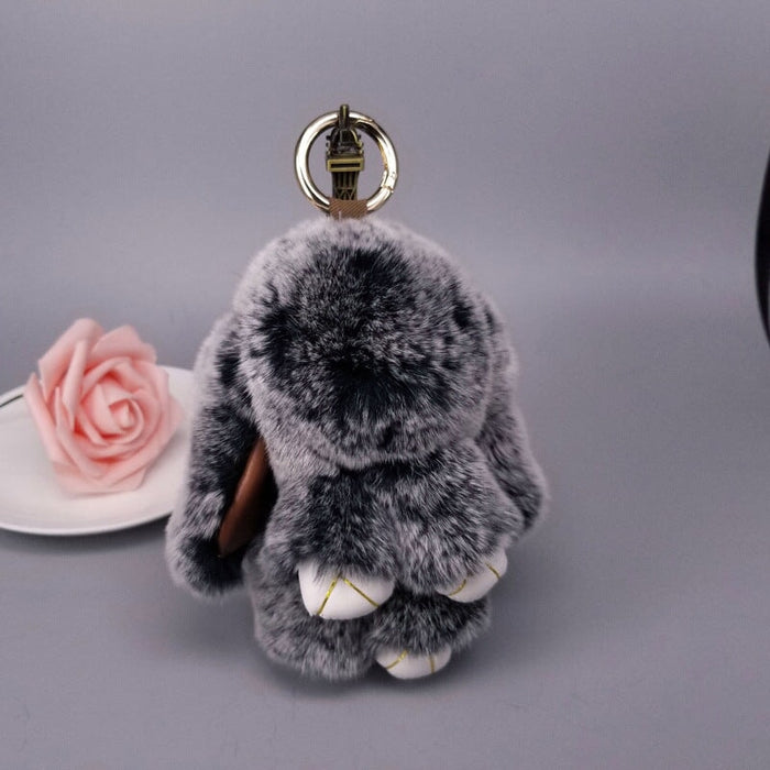Wholesale real Rex rabbit hair rabbit Keychain MOQ ≥ 10 JDC-KC-YZ008 Keychains 永泽 7 minimum 10 pieces for wholesale Wholesale Jewelry JoyasDeChina Joyas De China