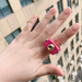 Bulk Jewelry Wholesale red acrylic inlaid metal bean ring JDC-RS-RXJQ005 Wholesale factory from China YIWU China