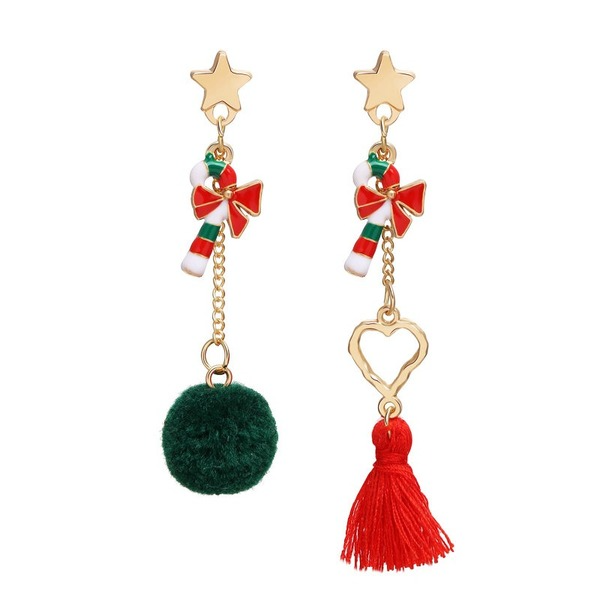 Bulk Jewelry Wholesale red alloy christmas earrings star hair ball tassel earrings JDC-ES-F329 Wholesale factory from China YIWU China