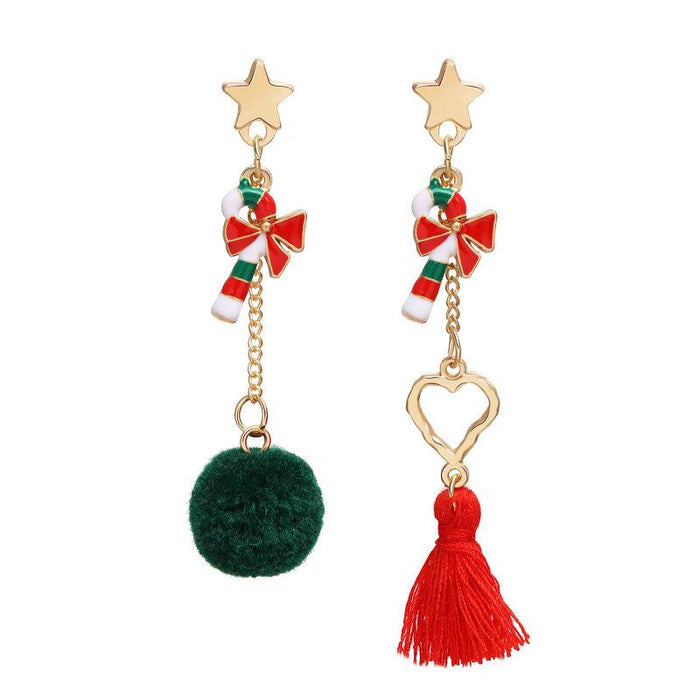 Wholesale red alloy christmas earrings star hair ball tassel earrings JDC-ES-F329 Earrings JoyasDeChina A09-05-30 Wholesale Jewelry JoyasDeChina Joyas De China