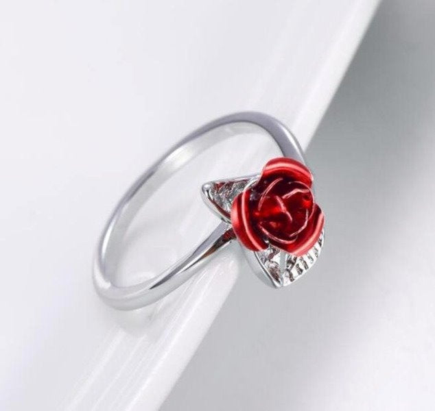 Wholesale red alloy rose flower ring JDC-RS-SF003 Rings 少峰 Wholesale Jewelry JoyasDeChina Joyas De China