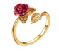 Wholesale red alloy rose flower ring JDC-RS-SF003 Rings 少峰 gold Adjustable opening Wholesale Jewelry JoyasDeChina Joyas De China