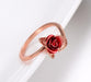 Wholesale red alloy rose flower ring JDC-RS-SF003 Rings 少峰 Rose gold Adjustable opening Wholesale Jewelry JoyasDeChina Joyas De China