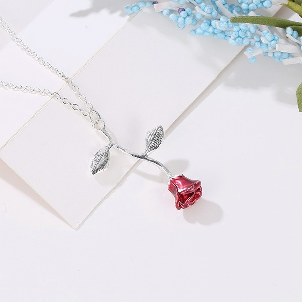 Bulk Jewelry Wholesale red alloy rose necklace JDC-NE-D598 Wholesale factory from China YIWU China