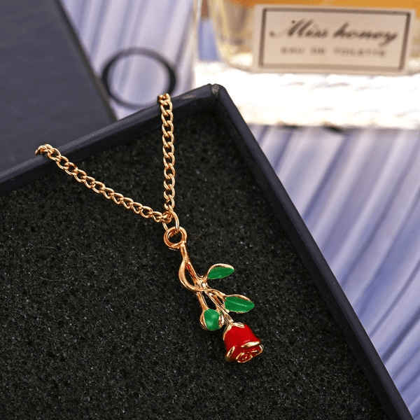 Wholesale red alloy Rose Necklace JDC-NE-F606 Necklaces 韩之尚 Wholesale Jewelry JoyasDeChina Joyas De China