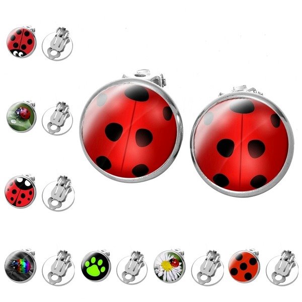 Wholesale red alloy seven-star ladybug girl earrings JDC-ES-SongX003 Earrings 淞香 Wholesale Jewelry JoyasDeChina Joyas De China