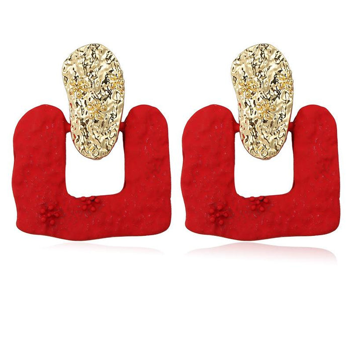 Wholesale red alloy Square Earrings JDC-ES-F279 earrings JoyasDeChina A08-06-42 Wholesale Jewelry JoyasDeChina Joyas De China