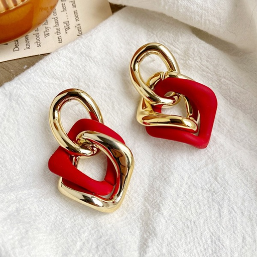 Bulk Jewelry Wholesale red alloy thick chain earrings JDC-ES-F239 Wholesale factory from China YIWU China