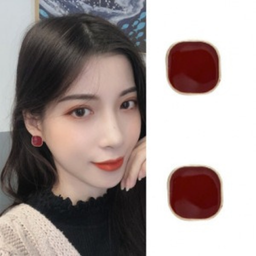 Bulk Jewelry Wholesale red alloy wine red square stud JDC-ES-RL178 Wholesale factory from China YIWU China