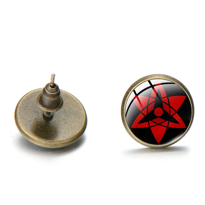 Wholesale red alloy writing wheel eye earrings JDC-ES-SongX002 Earrings 淞香 Ancient bronze 1 12MM Wholesale Jewelry JoyasDeChina Joyas De China