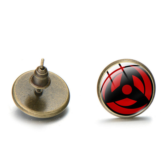 Wholesale red alloy writing wheel eye earrings JDC-ES-SongX002 Earrings 淞香 Ancient bronze 10 12MM Wholesale Jewelry JoyasDeChina Joyas De China