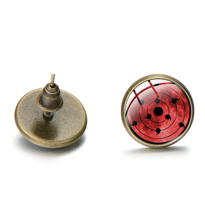 Wholesale red alloy writing wheel eye earrings JDC-ES-SongX002 Earrings 淞香 Ancient bronze 11 12MM Wholesale Jewelry JoyasDeChina Joyas De China