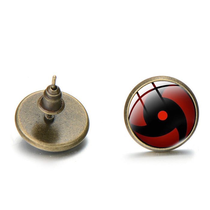 Wholesale red alloy writing wheel eye earrings JDC-ES-SongX002 Earrings 淞香 Ancient bronze 5 12MM Wholesale Jewelry JoyasDeChina Joyas De China
