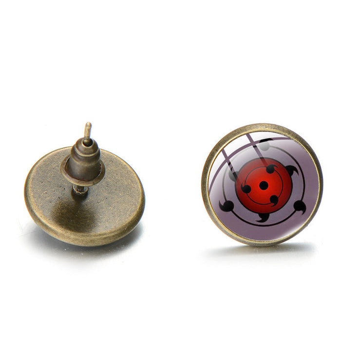 Wholesale red alloy writing wheel eye earrings JDC-ES-SongX002 Earrings 淞香 Ancient bronze 9 12MM Wholesale Jewelry JoyasDeChina Joyas De China