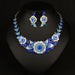 Wholesale red crystal earrings necklace set JDC-ST-Qianm007 Suit 千漠 Blue Wholesale Jewelry JoyasDeChina Joyas De China