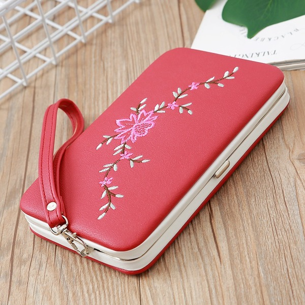 Bulk Jewelry Wholesale red embroidered ladies PU leather wallet JDC-WT-lx011 Wholesale factory from China YIWU China