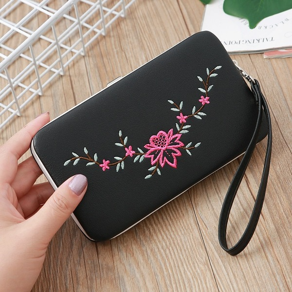 Bulk Jewelry Wholesale red embroidered ladies PU leather wallet JDC-WT-lx011 Wholesale factory from China YIWU China