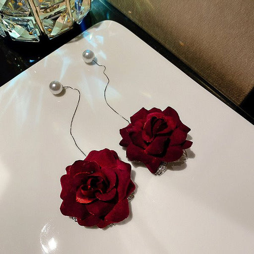 Wholesale red flower Pearl Earrings JDC-ES-BY052 Earrings 宝钰 Wholesale Jewelry JoyasDeChina Joyas De China