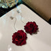 Wholesale red flower Pearl Earrings JDC-ES-BY052 Earrings 宝钰 red Wholesale Jewelry JoyasDeChina Joyas De China