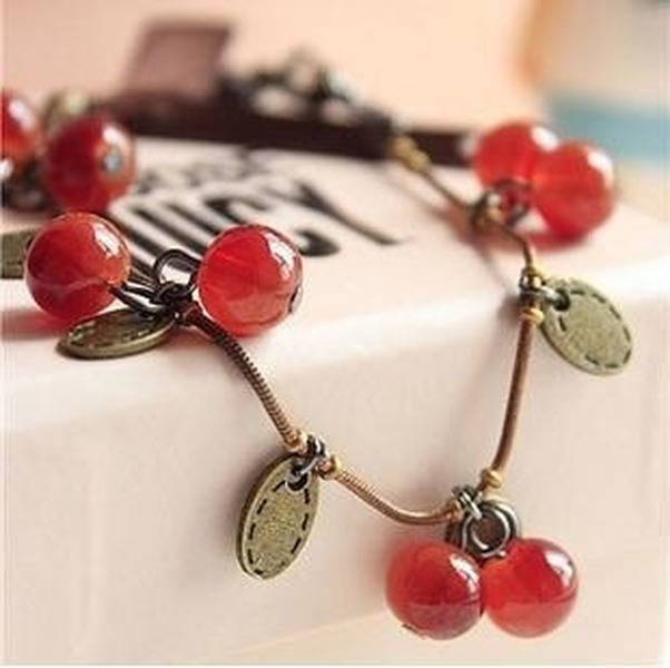 Bulk Jewelry Wholesale red glass cherry bracelet JDC-BT-RL016 Wholesale factory from China YIWU China