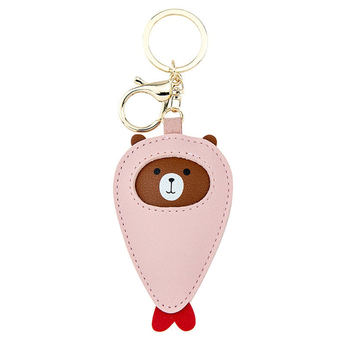 Wholesale red leather keychain JDC-KC-Bam008 Keychains 捌门 Tempura (pink bear Wholesale Jewelry JoyasDeChina Joyas De China
