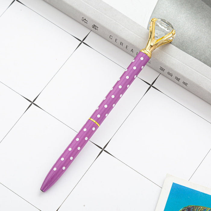 Wholesale red metal large diamond ballpoint pen JDC-BP-Huah006 Ballpoint Pen 华豪 Purple white polka dot26 1 Wholesale Jewelry JoyasDeChina Joyas De China