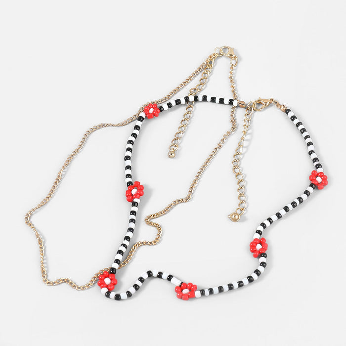 Wholesale red pearl necklace JDC-NE-JL198 Necklaces 氿乐 black and white Wholesale Jewelry JoyasDeChina Joyas De China