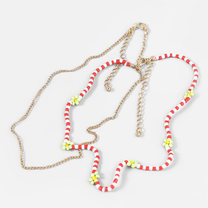 Wholesale red pearl necklace JDC-NE-JL198 Necklaces 氿乐 Red and white Wholesale Jewelry JoyasDeChina Joyas De China