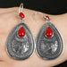 Wholesale red pine gem metal earrings JDC-ES-WN026 Earrings 薇妮 AER044 Wholesale Jewelry JoyasDeChina Joyas De China