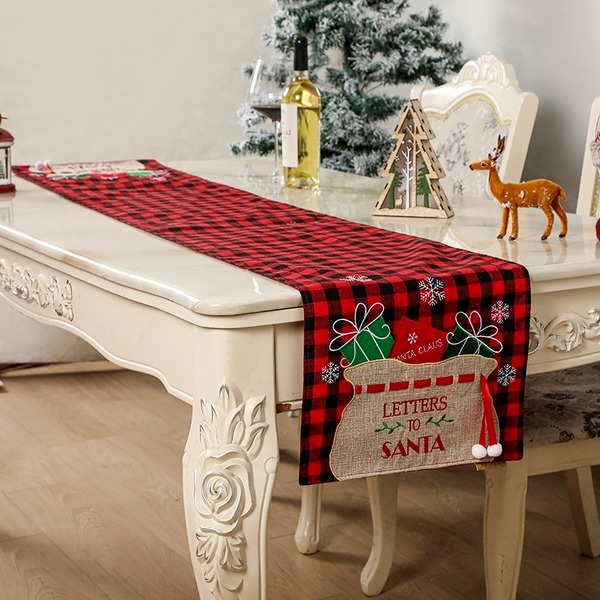 Bulk Jewelry Wholesale red polyester cotton Christmas table flag Christmas plaid embroidered plaid JDC-CS-HB020 Wholesale factory from China YIWU China