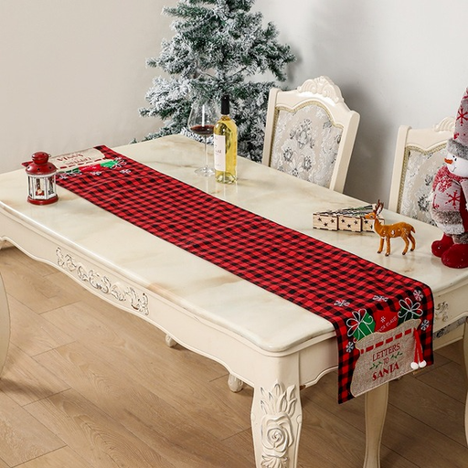 Bulk Jewelry Wholesale red polyester cotton Christmas table flag Christmas plaid embroidered plaid JDC-CS-HB020 Wholesale factory from China YIWU China