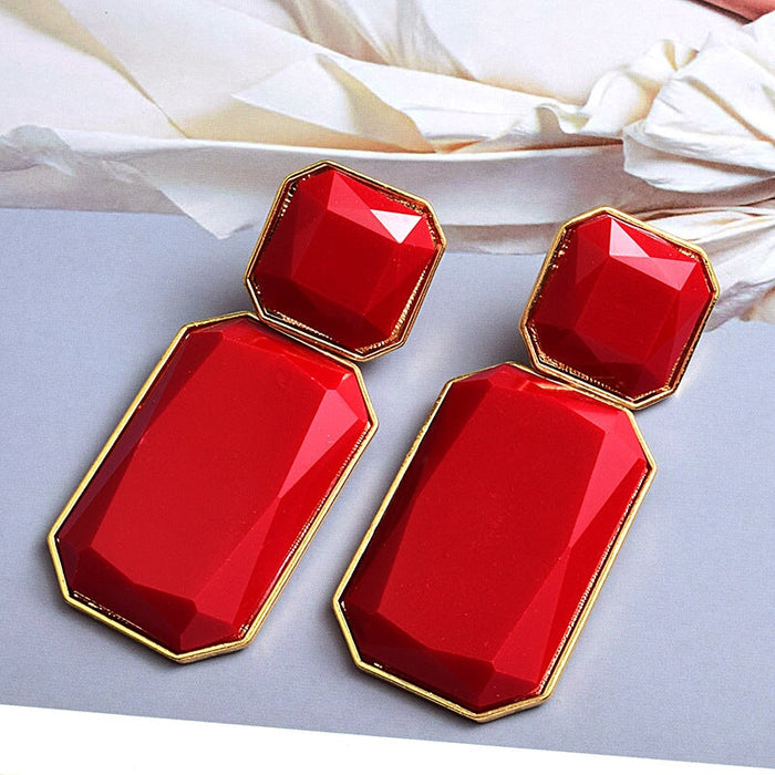 Wholesale red resin earrings JDC-ES-SK051 Earrings 深刻 Wholesale Jewelry JoyasDeChina Joyas De China