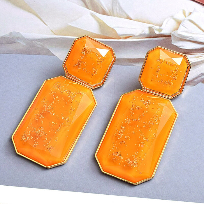Wholesale red resin earrings JDC-ES-SK051 Earrings 深刻 orange Wholesale Jewelry JoyasDeChina Joyas De China