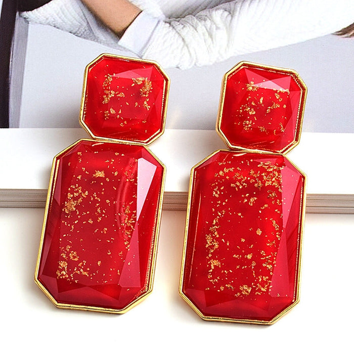 Wholesale red resin earrings JDC-ES-SK051 Earrings 深刻 Red 1 Wholesale Jewelry JoyasDeChina Joyas De China