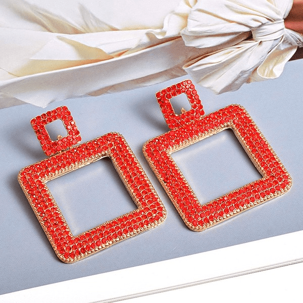 Wholesale red rhinestone earrings JDC-ES-SK052 Earrings 深刻 Wholesale Jewelry JoyasDeChina Joyas De China