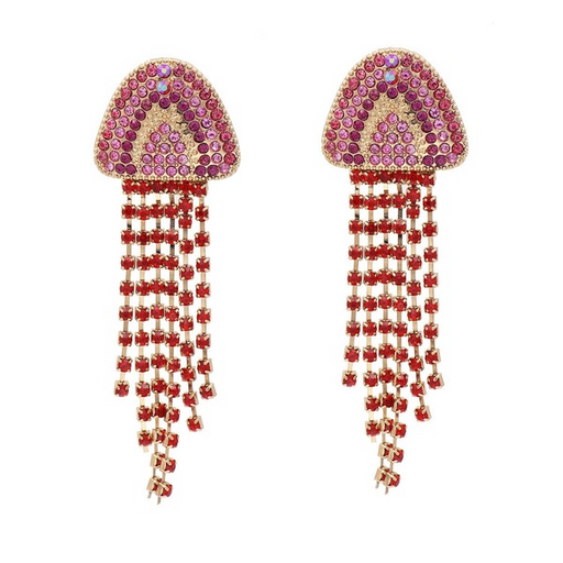 Wholesale red rhinestone tassel earrings JDC-ES-JJ346 Earrings 聚嘉 Wholesale Jewelry JoyasDeChina Joyas De China