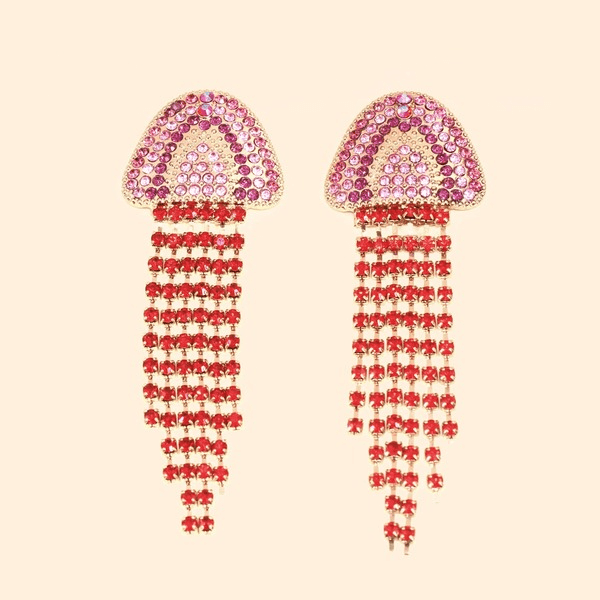 Wholesale red rhinestone tassel earrings JDC-ES-JJ346 Earrings 聚嘉 Wholesale Jewelry JoyasDeChina Joyas De China