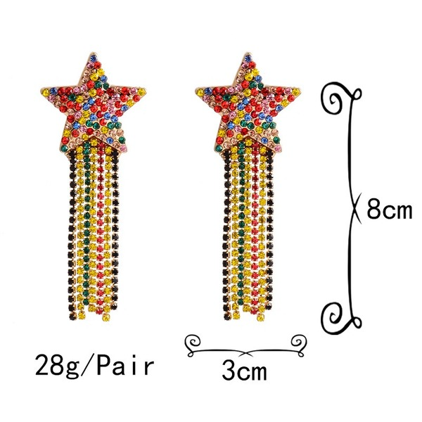 Wholesale Red Rhinestone Tassel Earrings JDC-ES-SK079 Earrings 深刻 Wholesale Jewelry JoyasDeChina Joyas De China