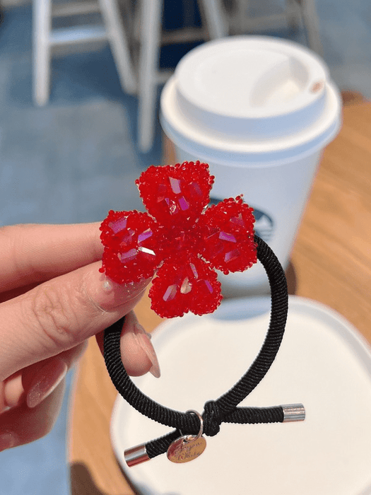 Wholesale red rubber band flower hair bands JDC-HS-GSMC019 Hair Scrunchies 曌彩 Wholesale Jewelry JoyasDeChina Joyas De China