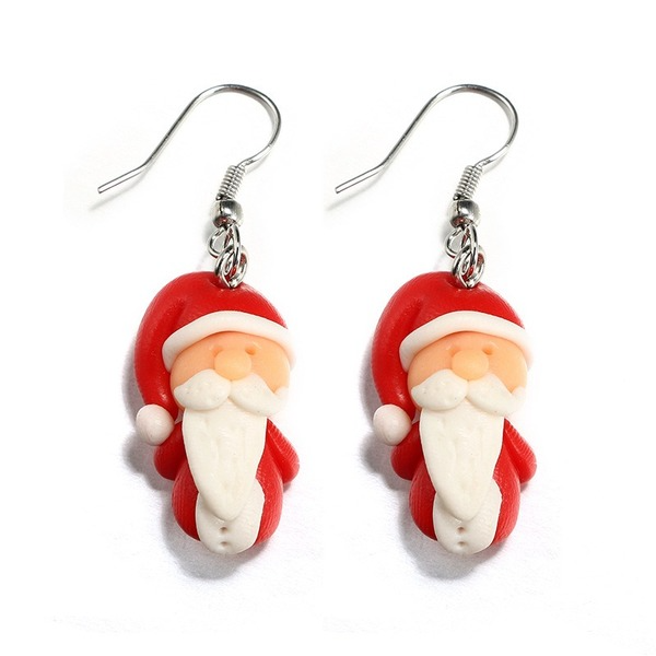 Bulk Jewelry Wholesale red soft pottery Santa handmade soft pottery earrings JDC-ES-C017 Wholesale factory from China YIWU China
