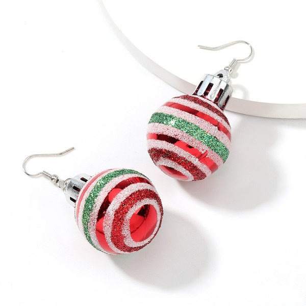 Wholesale red striped lights spherical Christmas resin earrings JDC-ES-JY006 Earrings JoyasDeChina Wholesale Jewelry JoyasDeChina Joyas De China